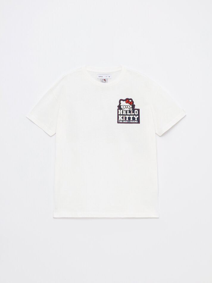 Camiseta estampada Hello Kitty ©Sanrio - Branca/Azul Marinho