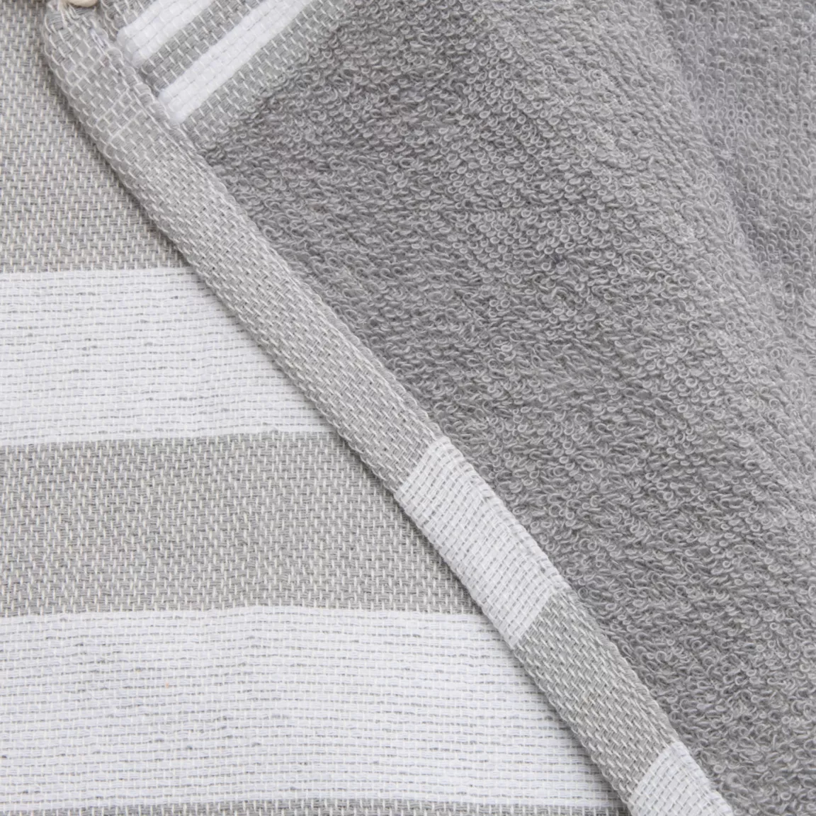 Fouta coton recyclé doublé éponge (100 x 200 cm) Coralia Grise