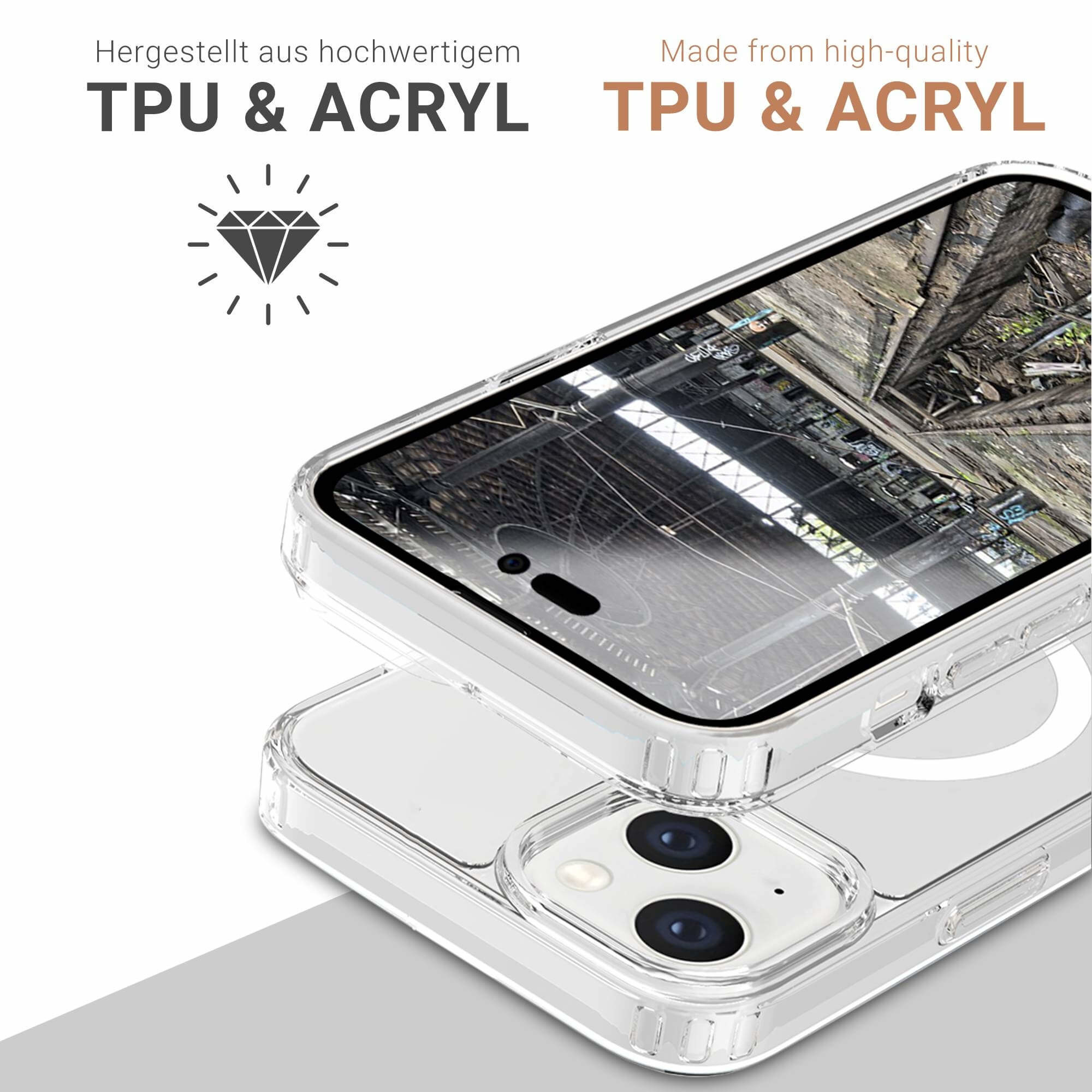 iPhone 14 MagSafe Hybrid Hülle TPU Bumper   Acryl Rückseite Pankow (10920) - Transparent