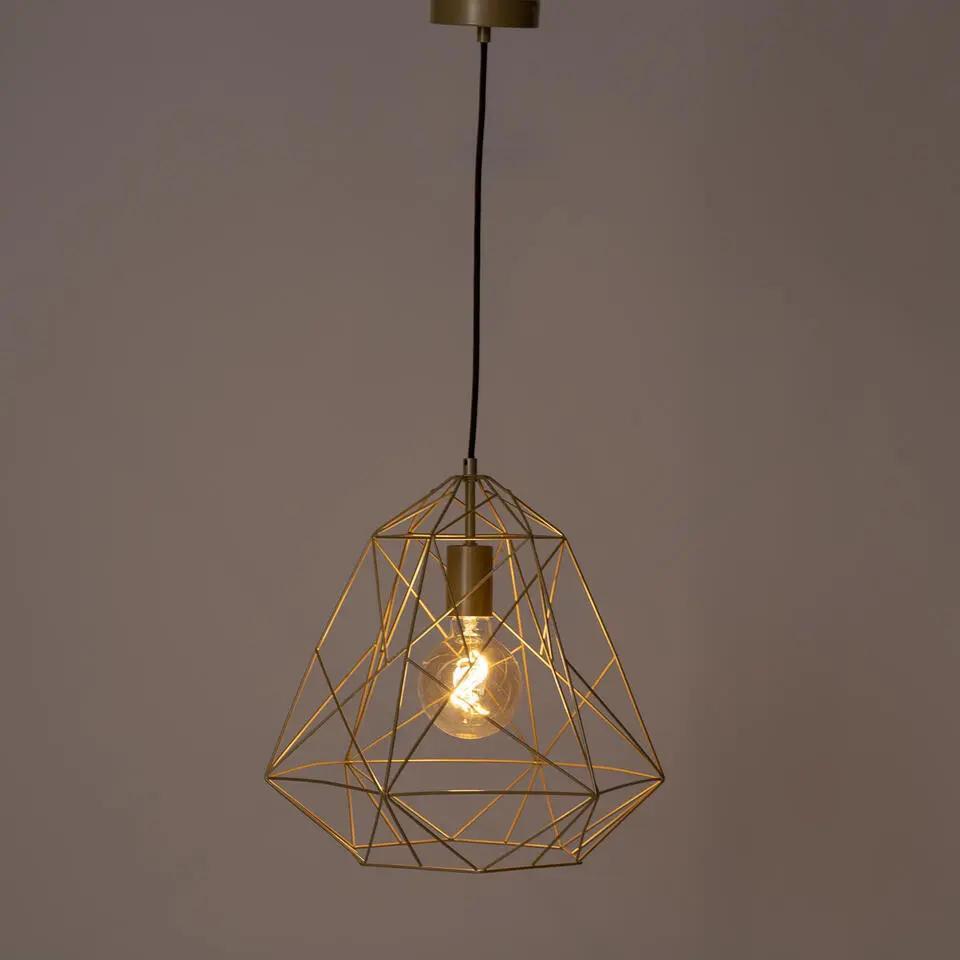 Qazqa hanglampen framework goudkleurig e27