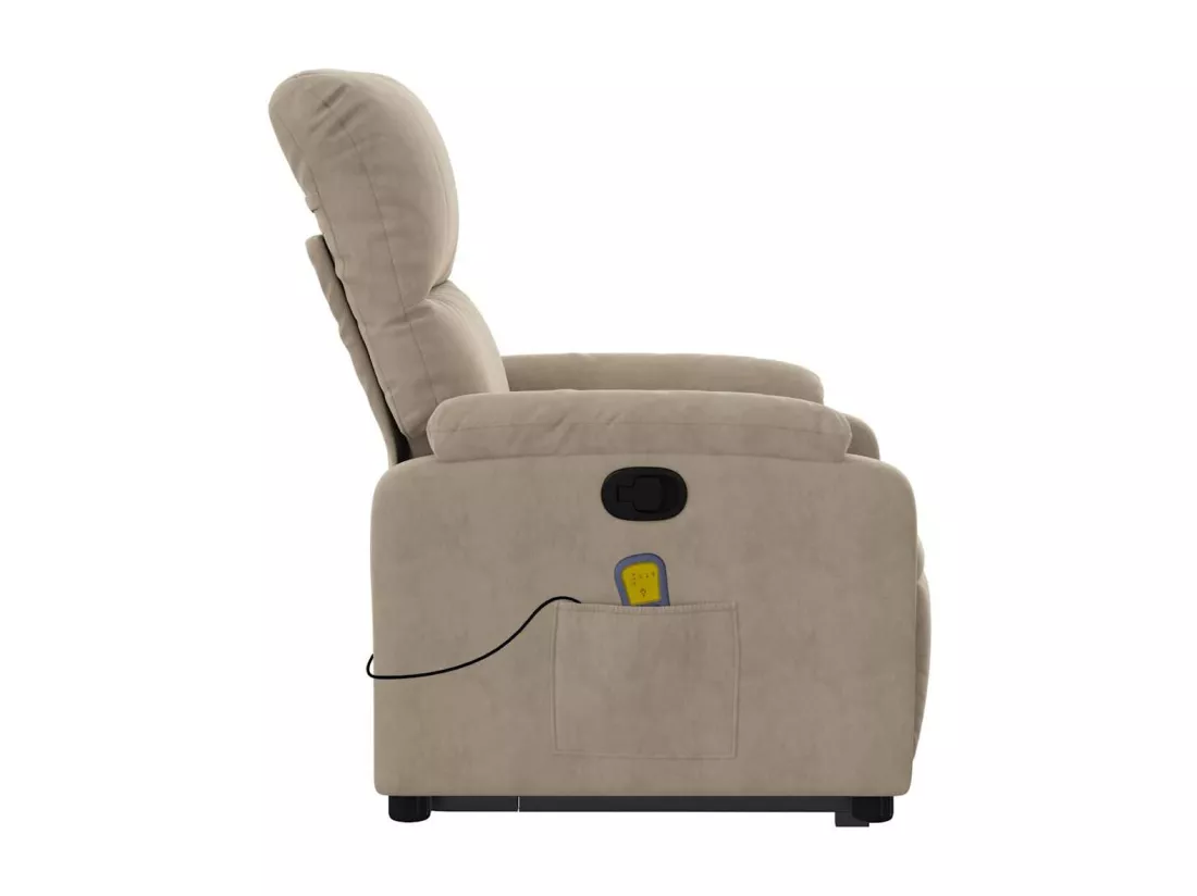 Fauteuil inclinable massant taupe tissu microfibre