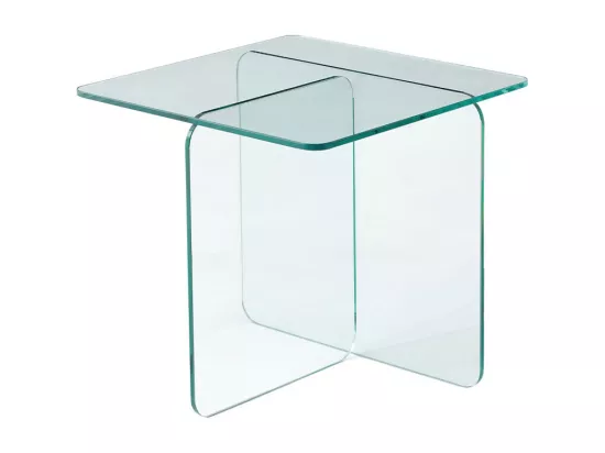 Table d'appoint carrée design moderne verre trempé transparent - ICE
