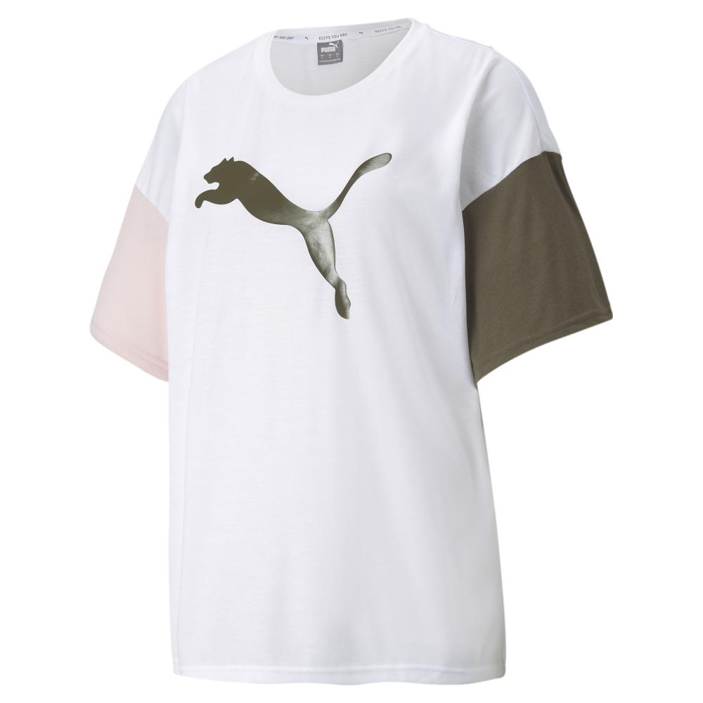 Puma T-shirt Blanc/Kaki/Rose Femme Puma Msport Fashion