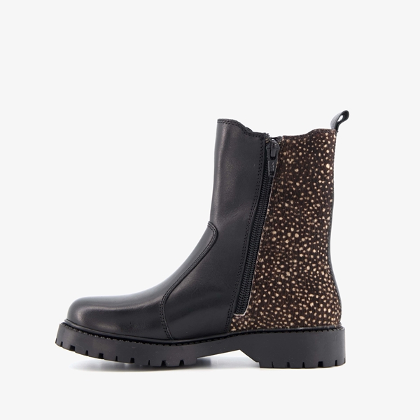 Groot leren meisjes chelsea boots met dierenprint