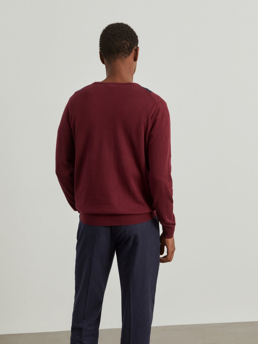 Pullover com losangos em algodão e caxemira