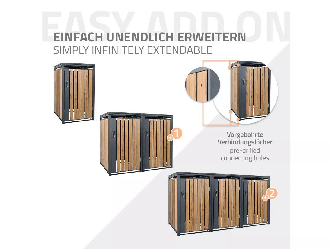 Abri de poubelle cache-poubelle boîte de rangement extérieur 240 L 68x80x116 cm