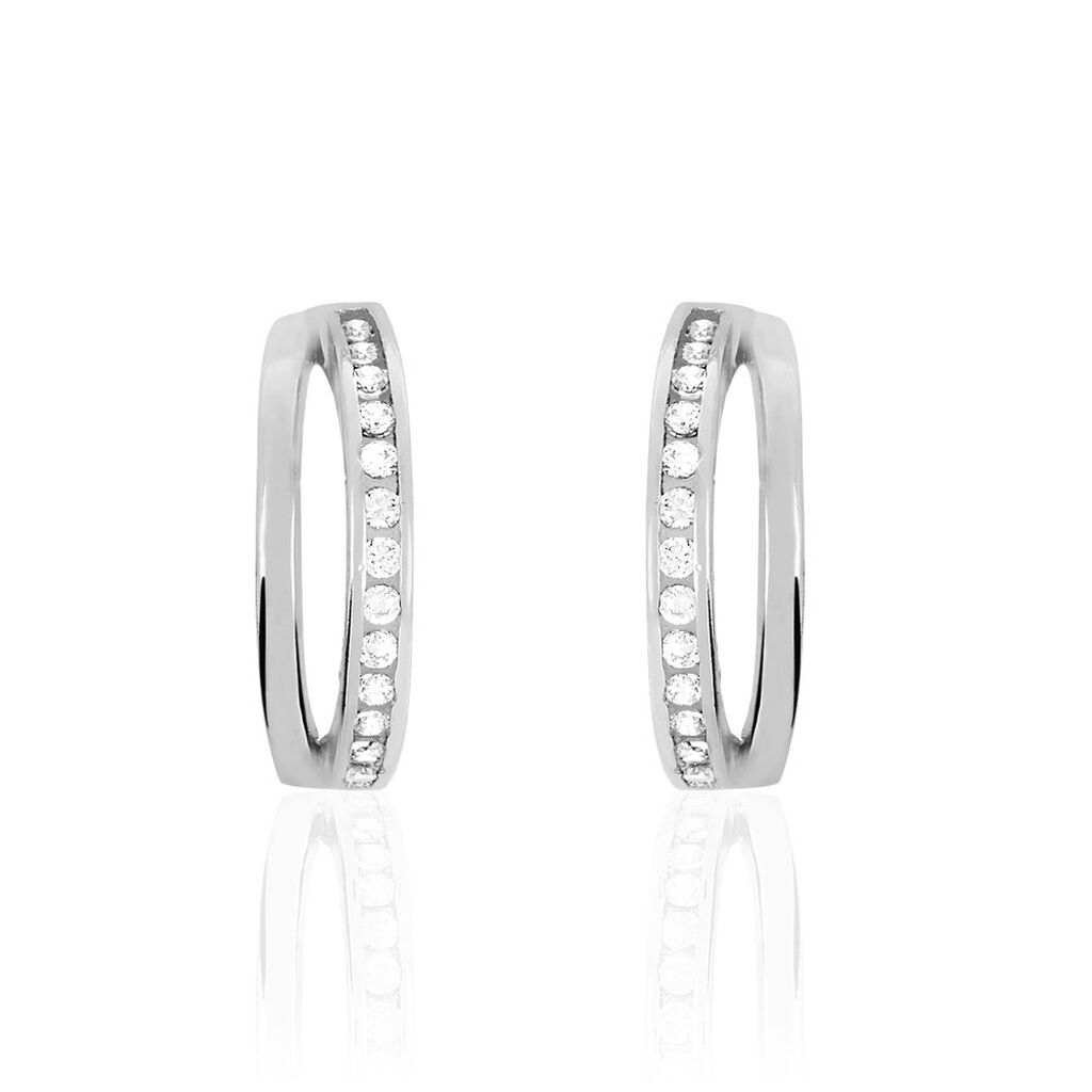 Créoles Otho Rondes Argent Blanc Oxyde De Zirconium
