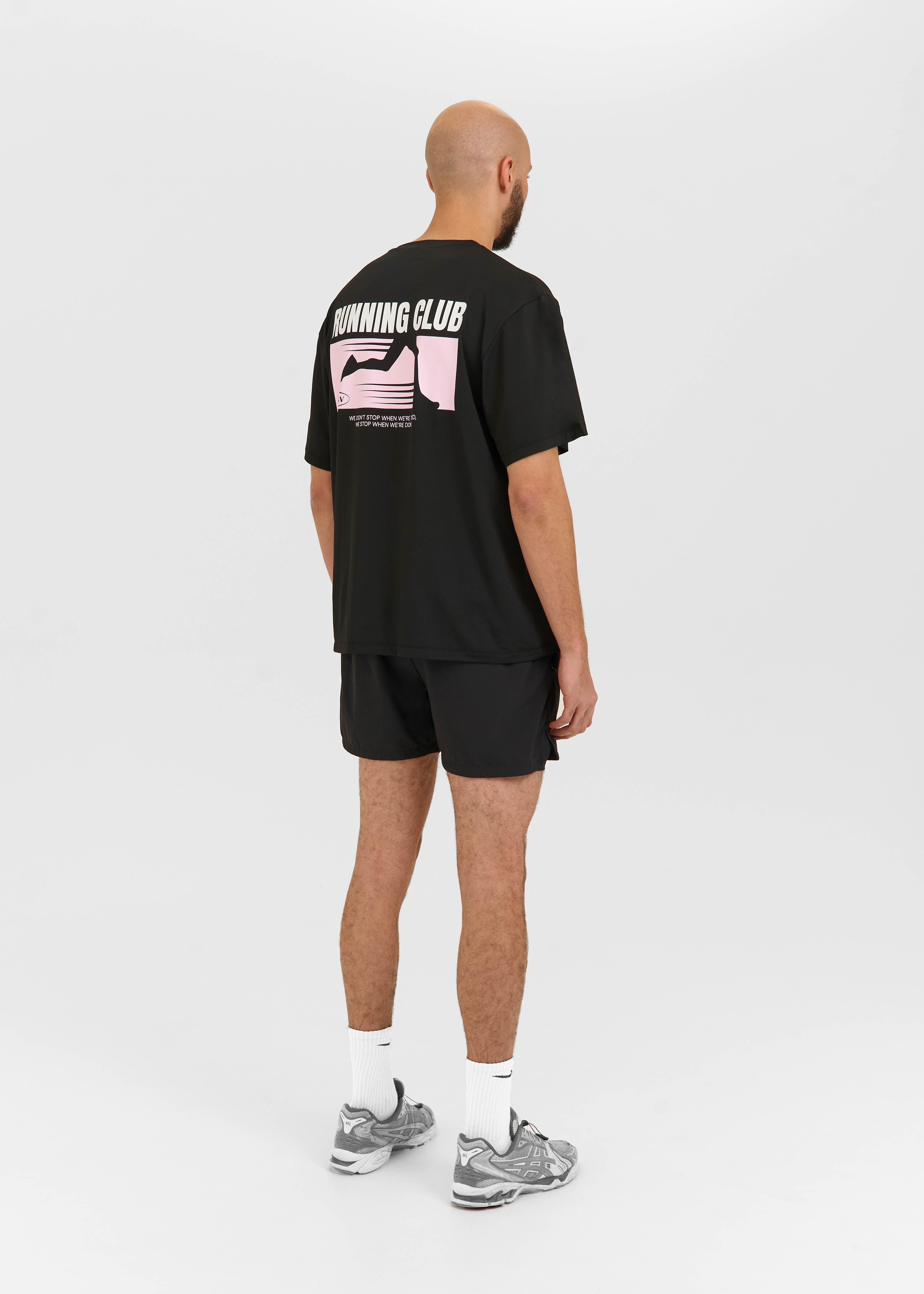 Running club t-shirt zwart