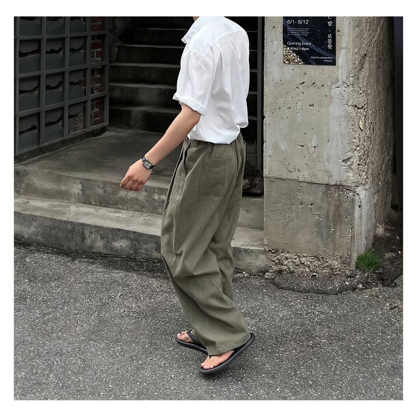Okwano - Mid Rise Plain Wide Leg Pants
