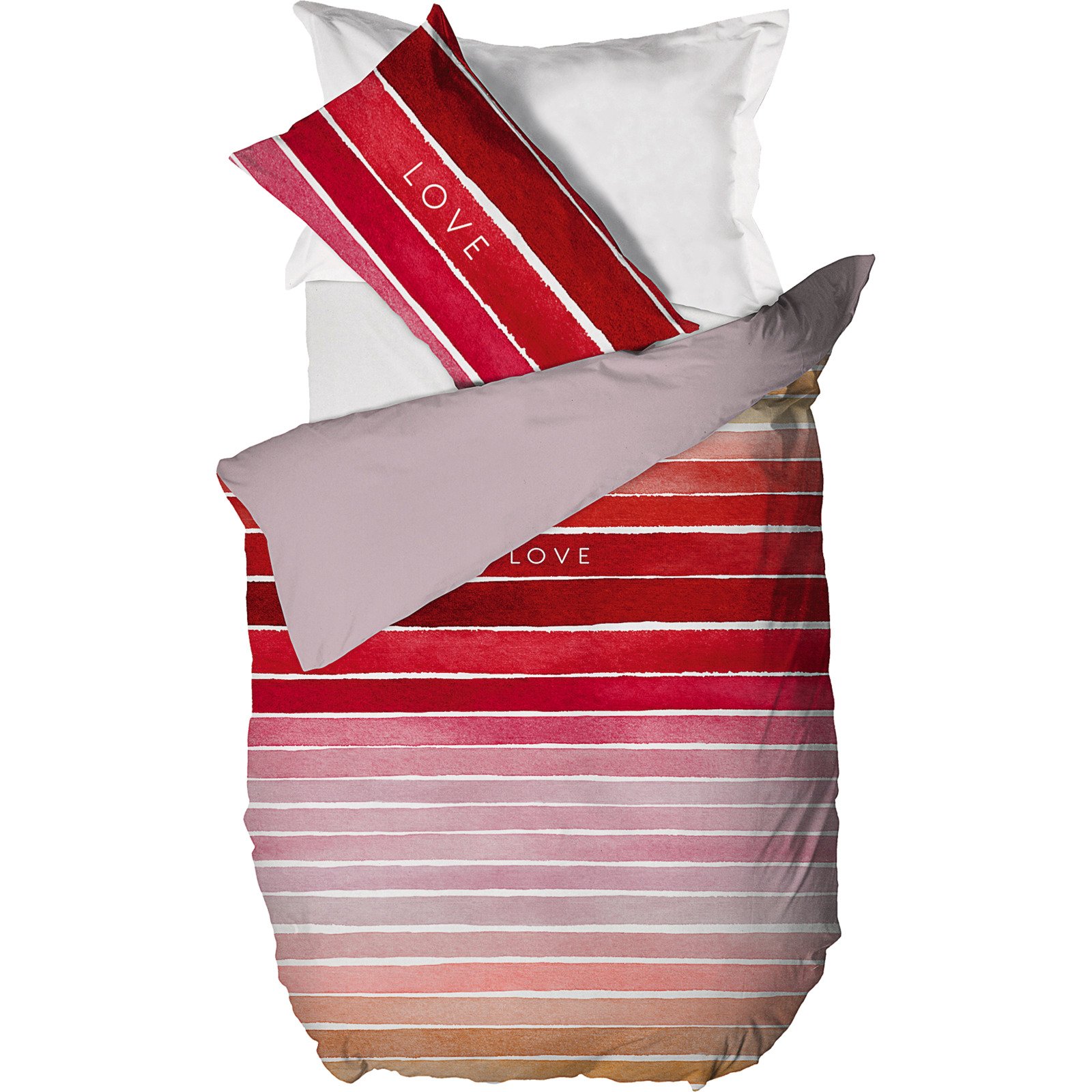 Bettwäsche rosa und rot gestreift