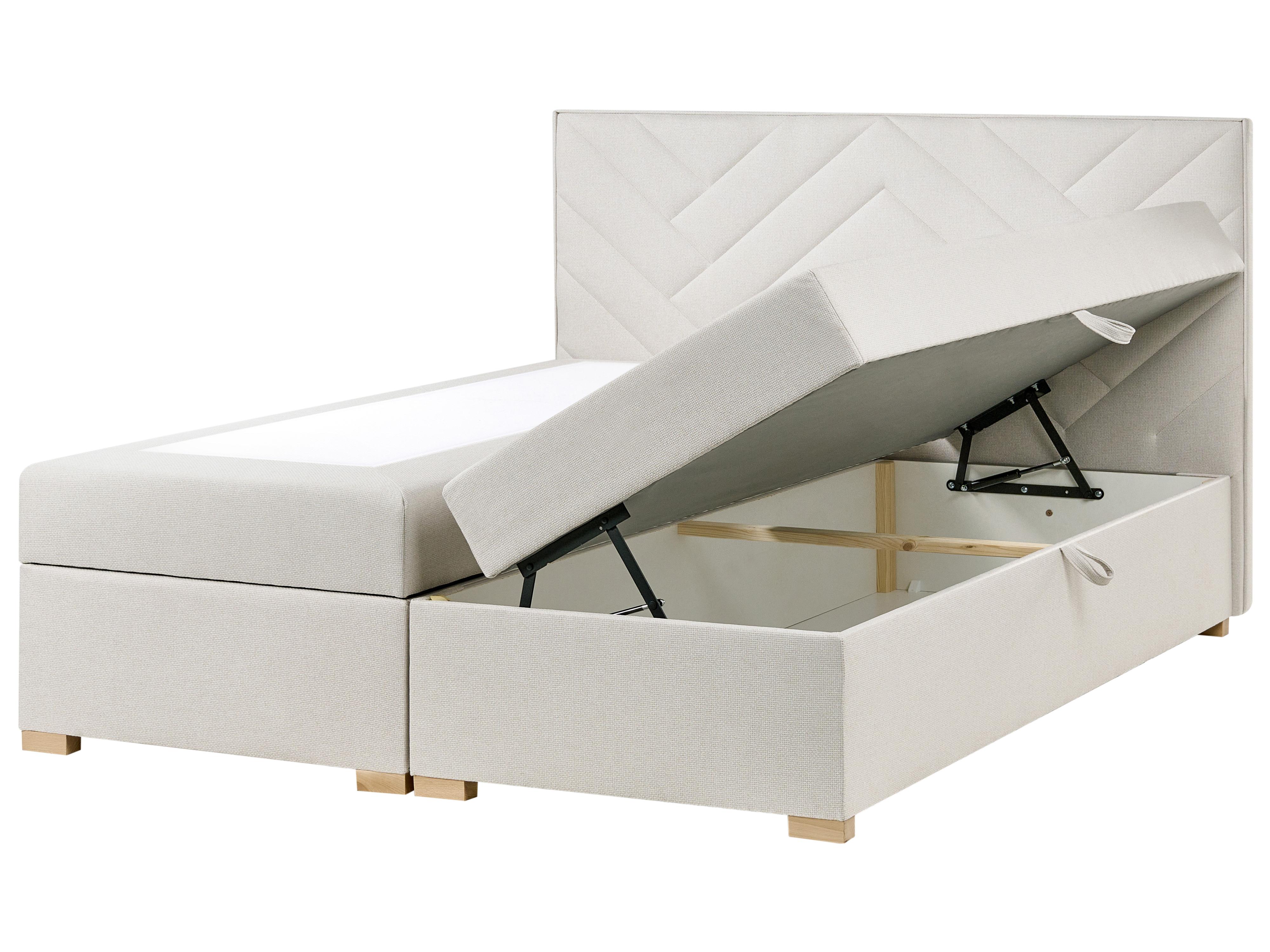 Boxspring met opbergruimte Stof ESQUIRE 180 x 200 cm Gebroken wit