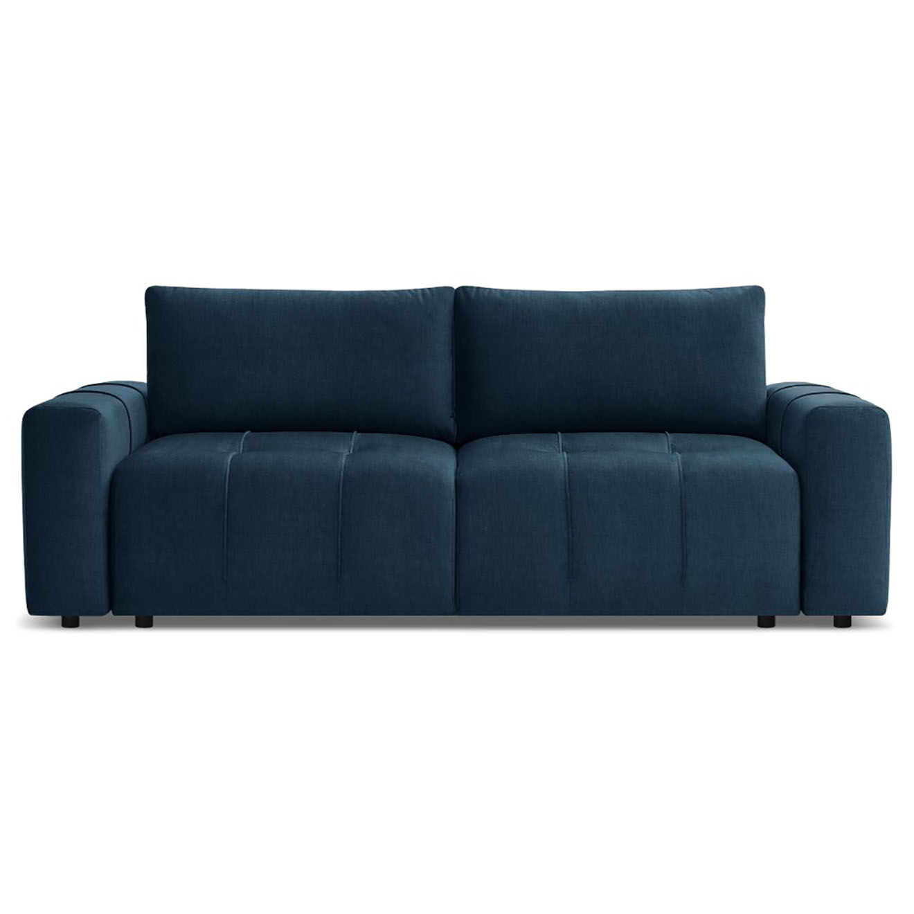 Bobochic Canapé droit convertible en Velours 3 places Arsène avec coffre bleu - 248x105x90 cm