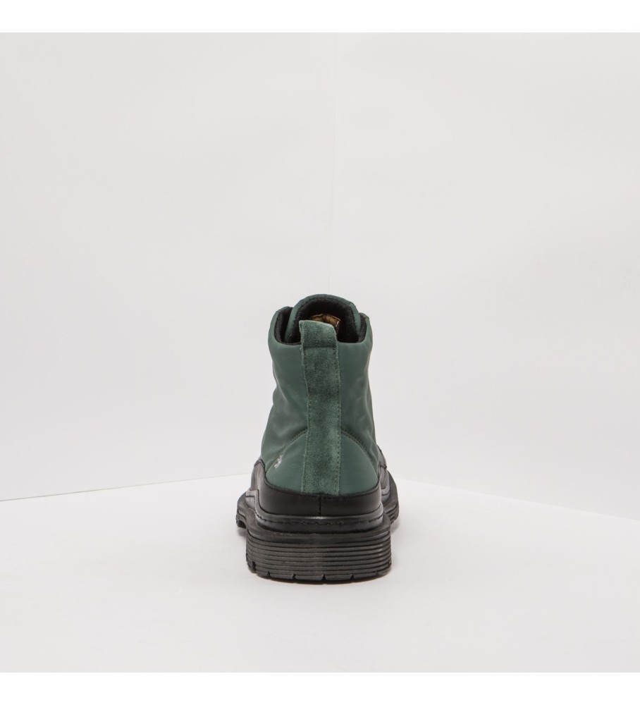 Botas de tornozelo em couro verde escuro Art