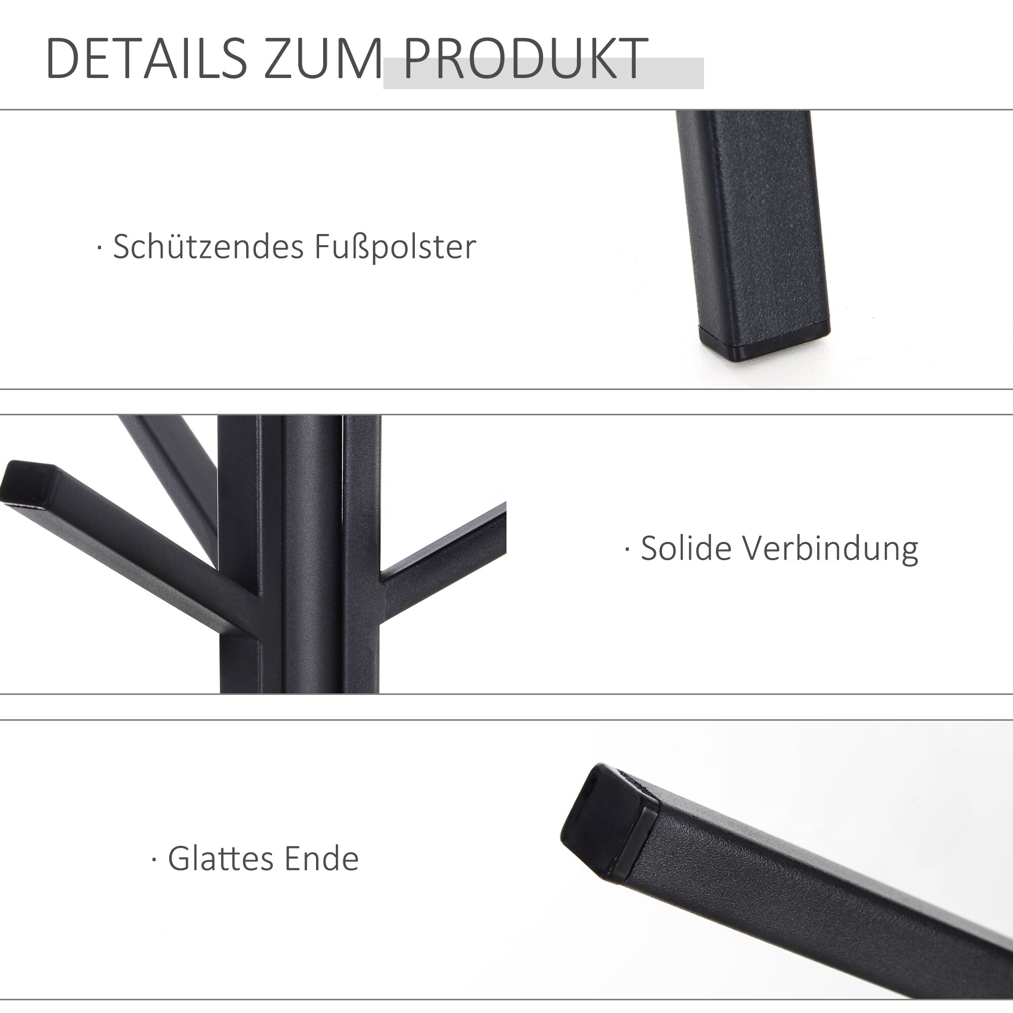 HOMCOM Garderobenständer mit 8 Haken 45 x 45 x 180 cm (LxBxH)