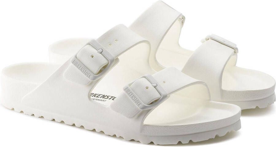 Birkenstock Witte Rubberen Slipper Dubbele Gespsluiting White