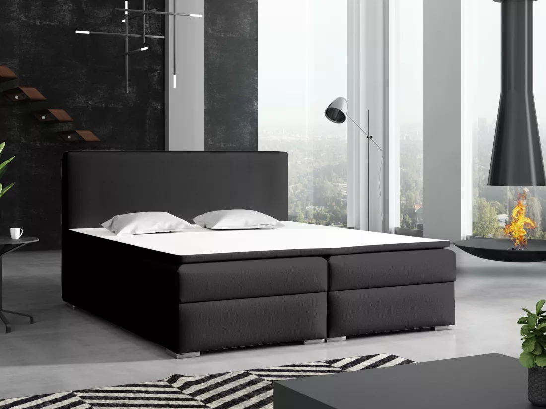 LIT BOXSPRING avec surmatelas Soler 140x200 cm, Soft 11 (Noir)