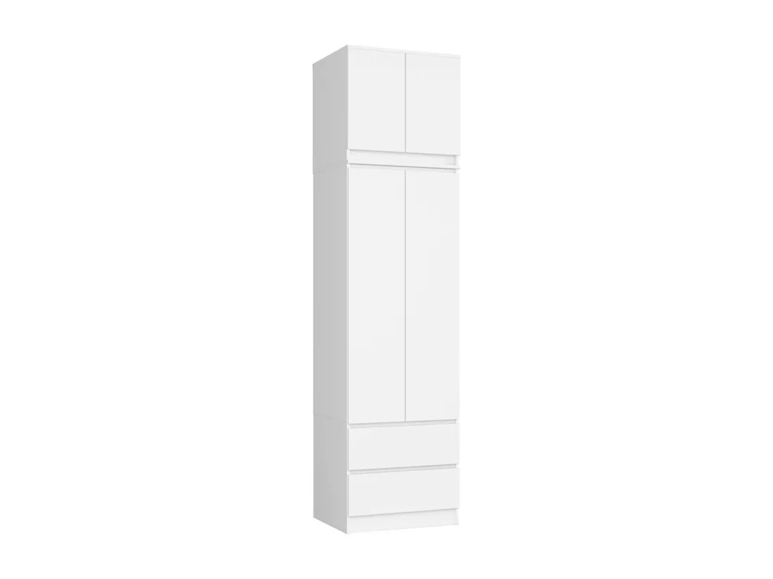 Armoire avec surmeuble AKORD S60 Blanche 60 cm 2 portes 2 tiroirs façade Blanche 3 étagères 60x51x234 cm