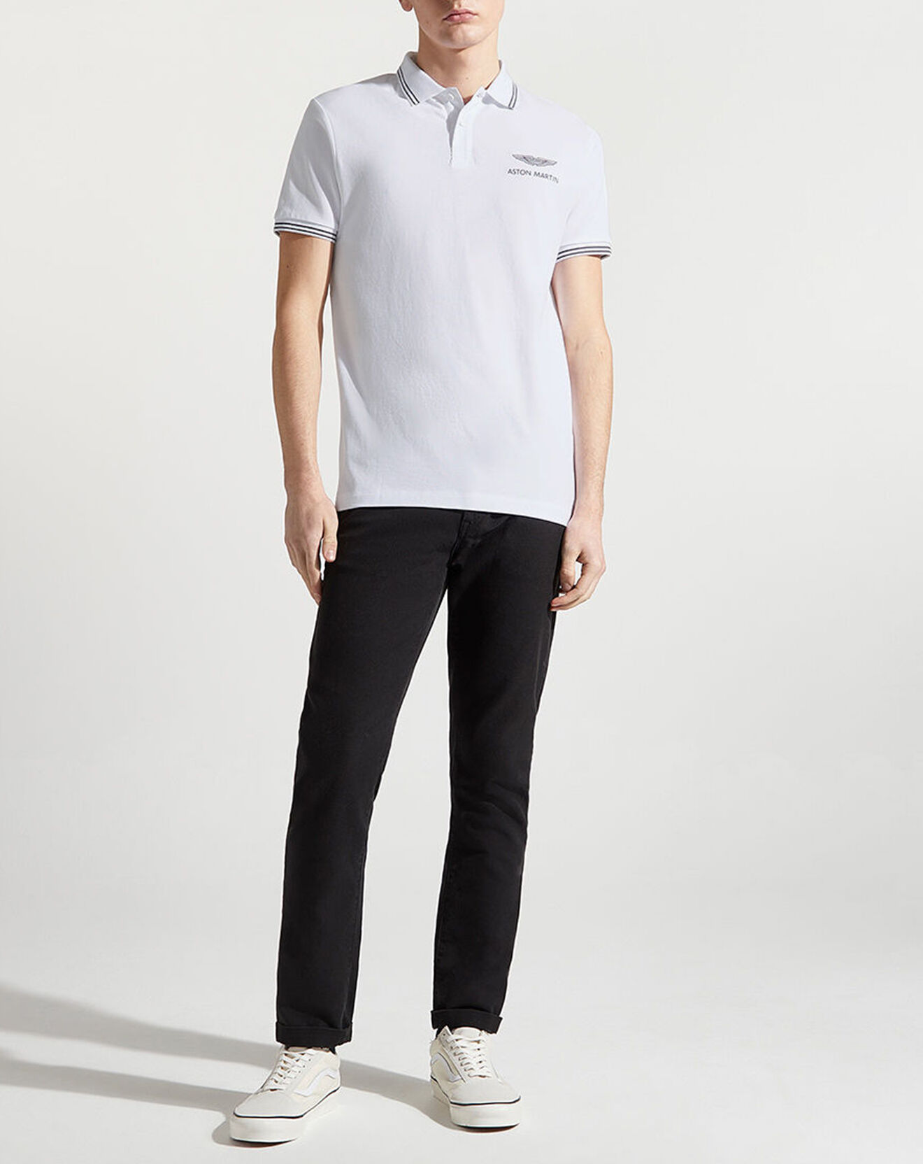 Hackett London Polo Regular Fit uni Aston Martin Racing Logo blanc