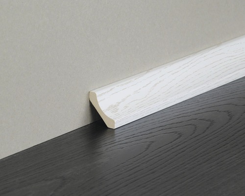Kooflijst, essen, structuurwit, 28x28x2600 mm