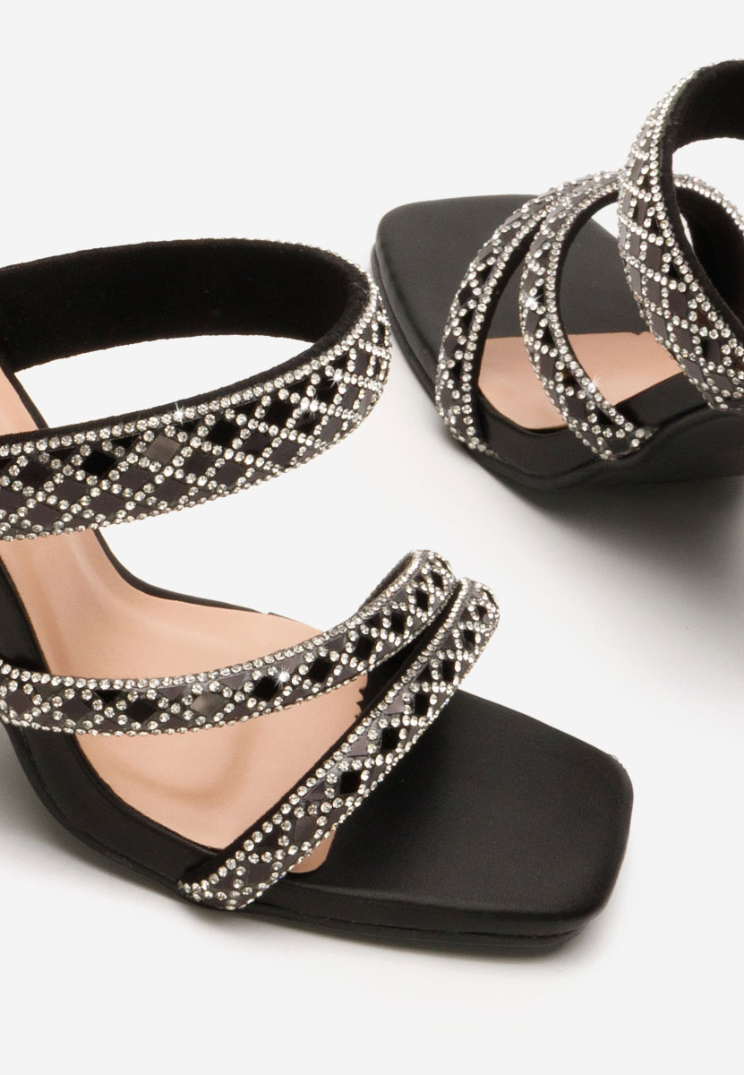 Mules à talon transparent noirs Marysa