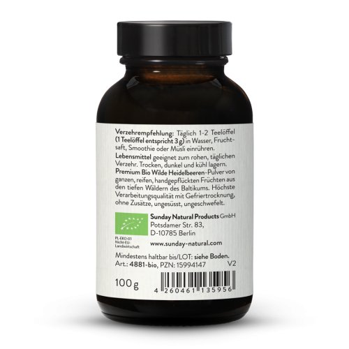 Sunday Natural Products  Bio Wilde Heidelbeeren Pulver