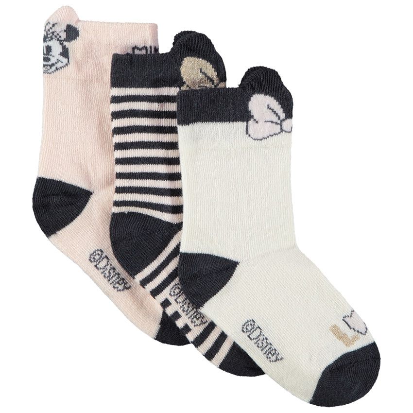 Lot de 3 paires de chaussettes Minnie Disney pour bébé fille - Gris foncé