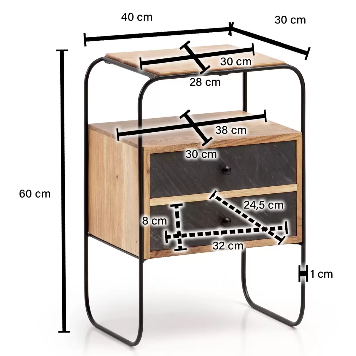 Nachttisch Mougins braun,schwarz