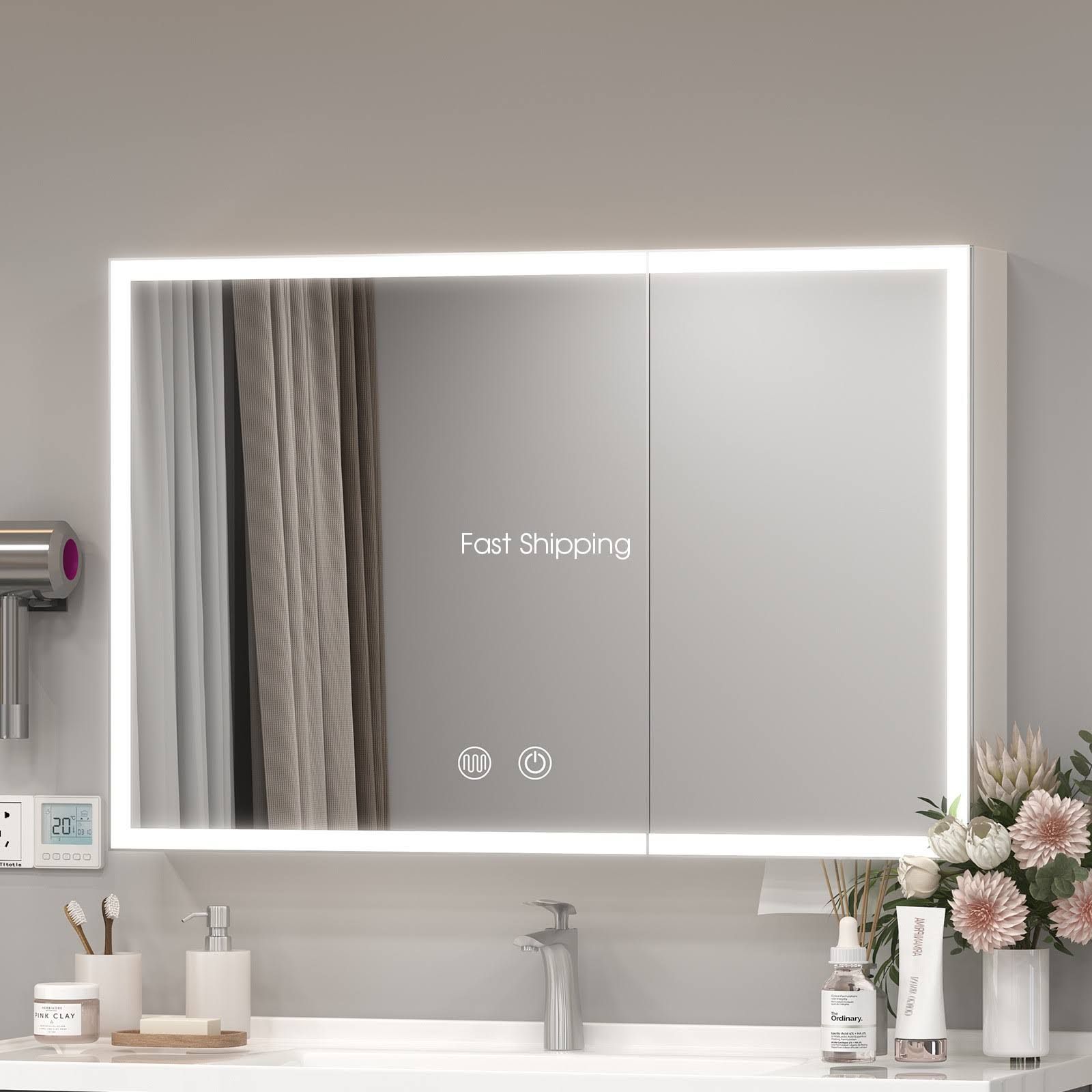 Spiegelschrank Bad Mit Led Beleuchtung 90cm Bad Zimmer Spiegel Schrank