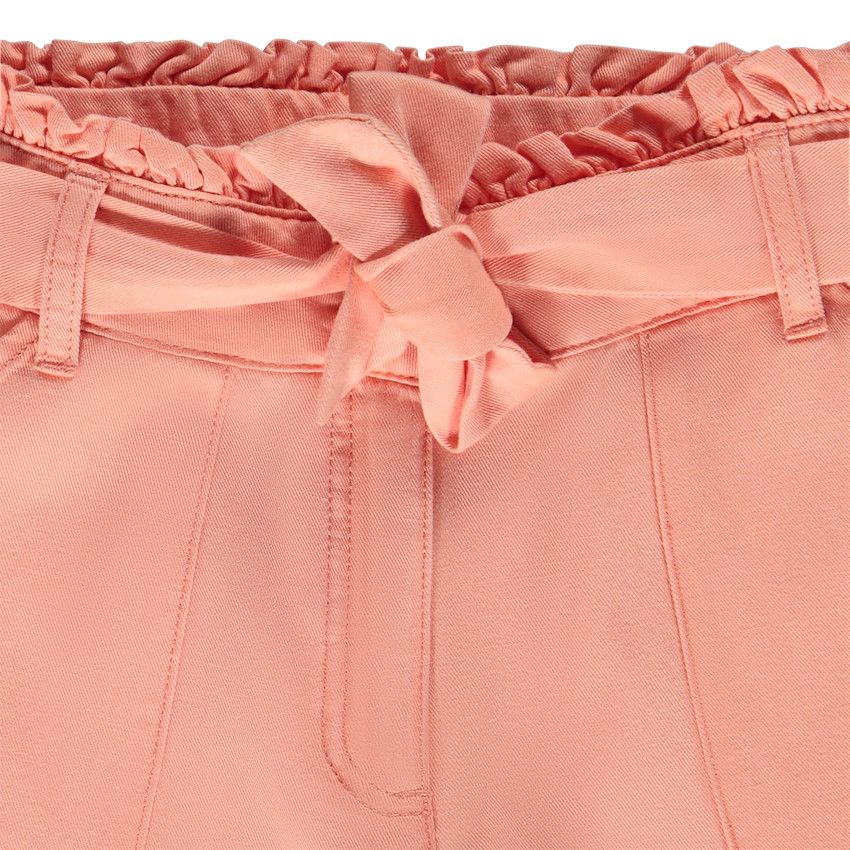 Short uni avec ceinture à nouer pour fille - Corail