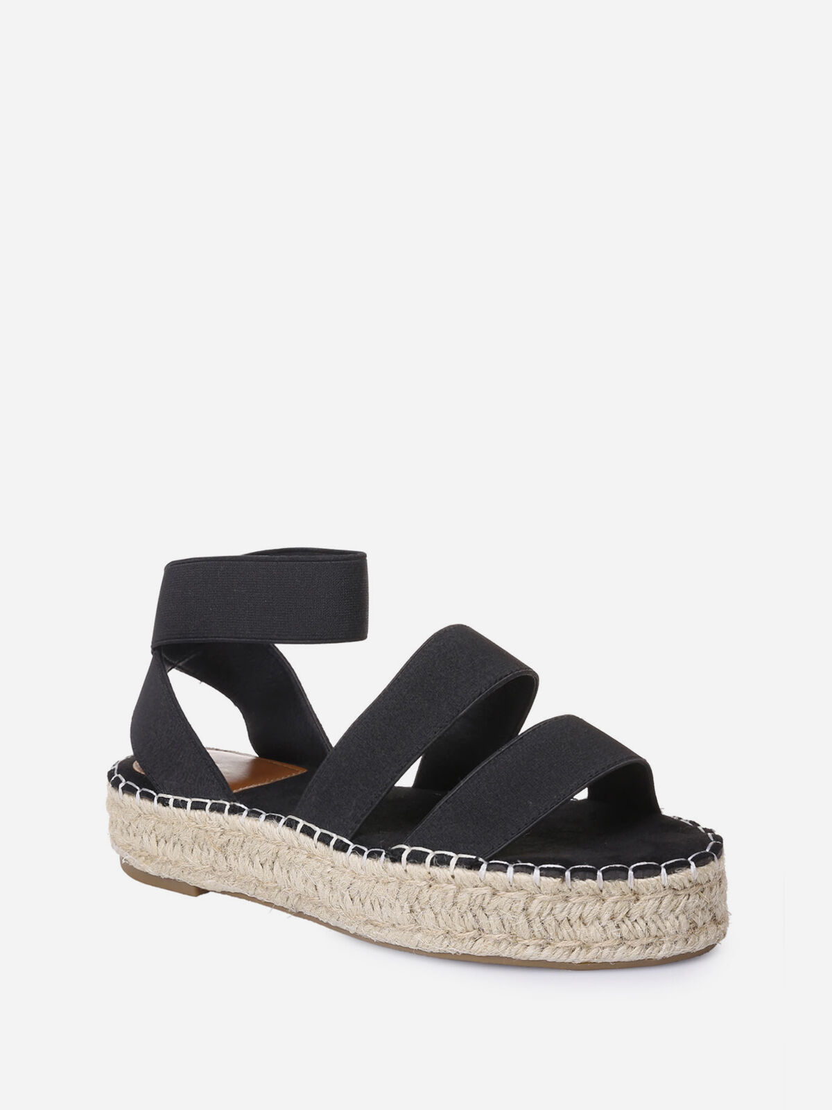 Espadrille-sandale à brides élastiques- Noir
