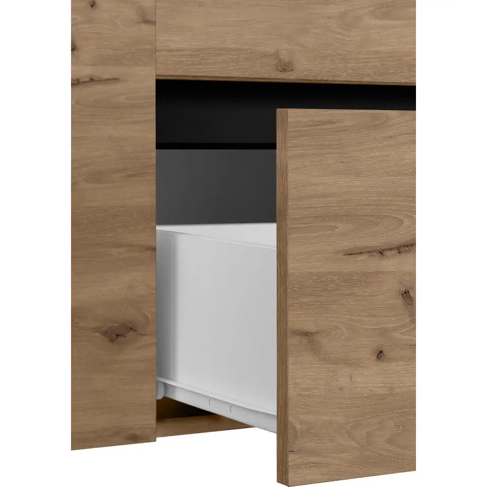 Wisla - Wastafelonderkast met 1 deur / 1 klep / 1 lade in eikenoptik
