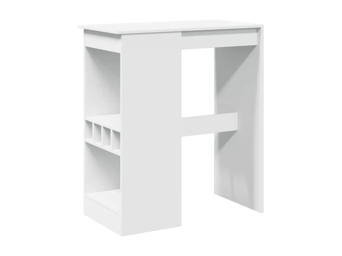 Table de bar avec étagères blanc bois d'ingénierie