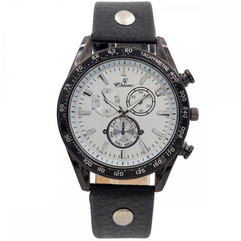 Montre Homme CHTIME bracelet Cuir Noir