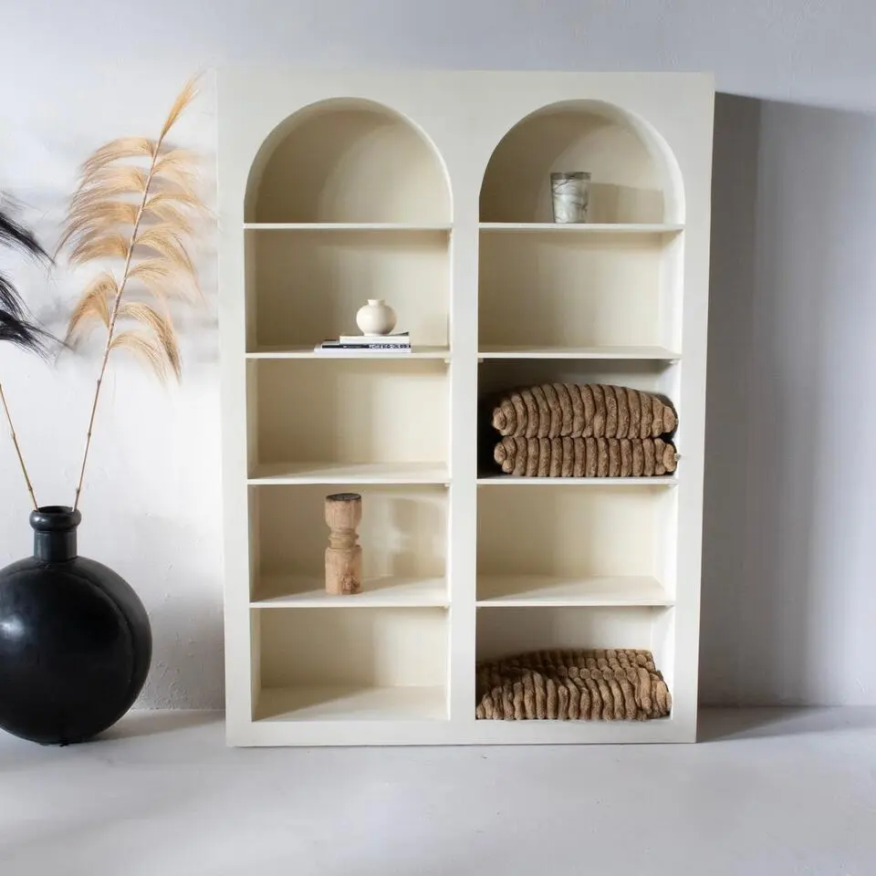 Vakkenkast Beige - 150x38x210cm - Hout - Kast Fien