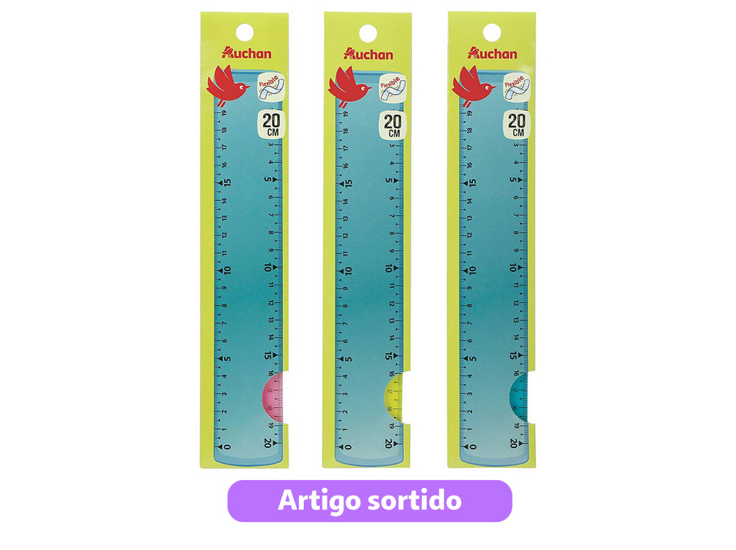 RÉGUA FLEXÍVEL AUCHAN 20CM CORES SORTIDAS