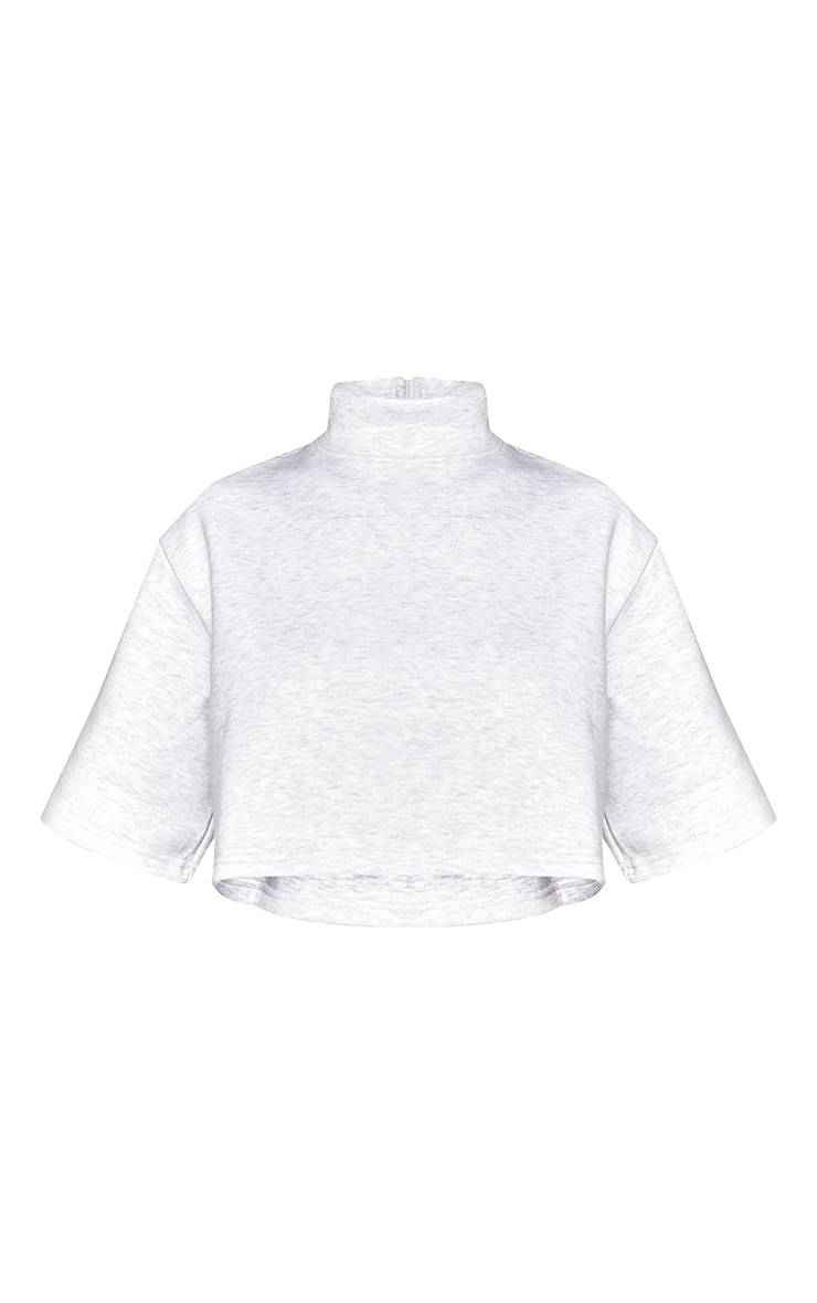 Gris Cendré Sweat Court Col Montant Avec Fermeture Éclair Quart Petite