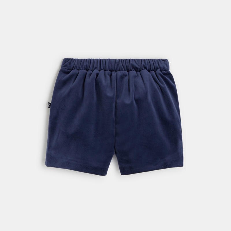 Short velours lisse à plis bleu bébé fille Bleu