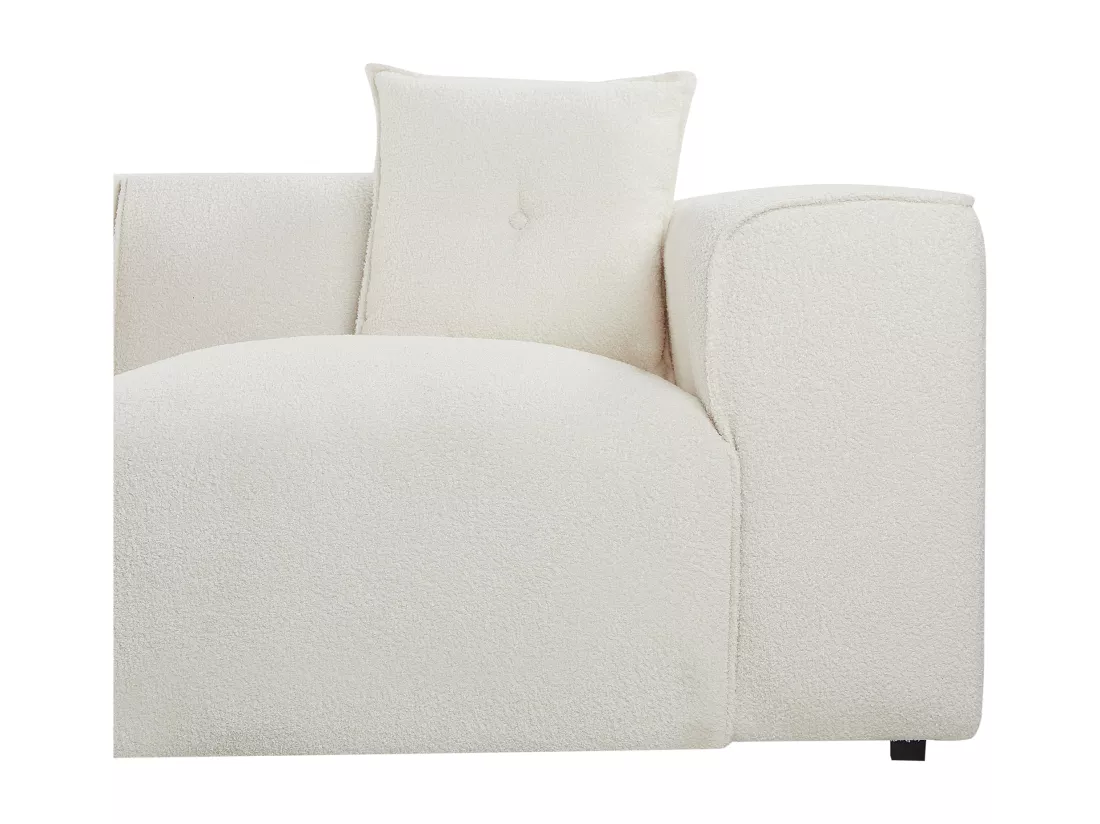 Canapé angle à gauche en tissu bouclé blanc cassé DOLVA