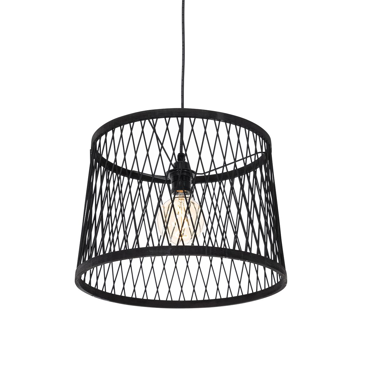 Landelijke buiten hanglamp zwart rotan 3-lichts - Calamus