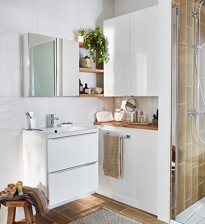Meuble sous vasque à suspendre GoodHome Imandra blanc 60 cm