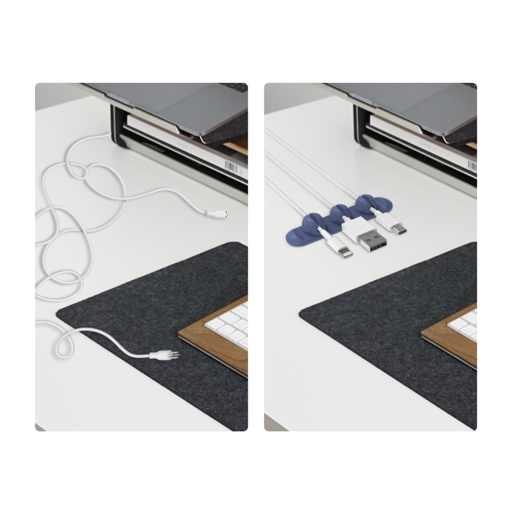 Selbstklebender Kabelhalter Vielzweck Kabelführung Organizer mit 3 Magnetischen Clips - Blau