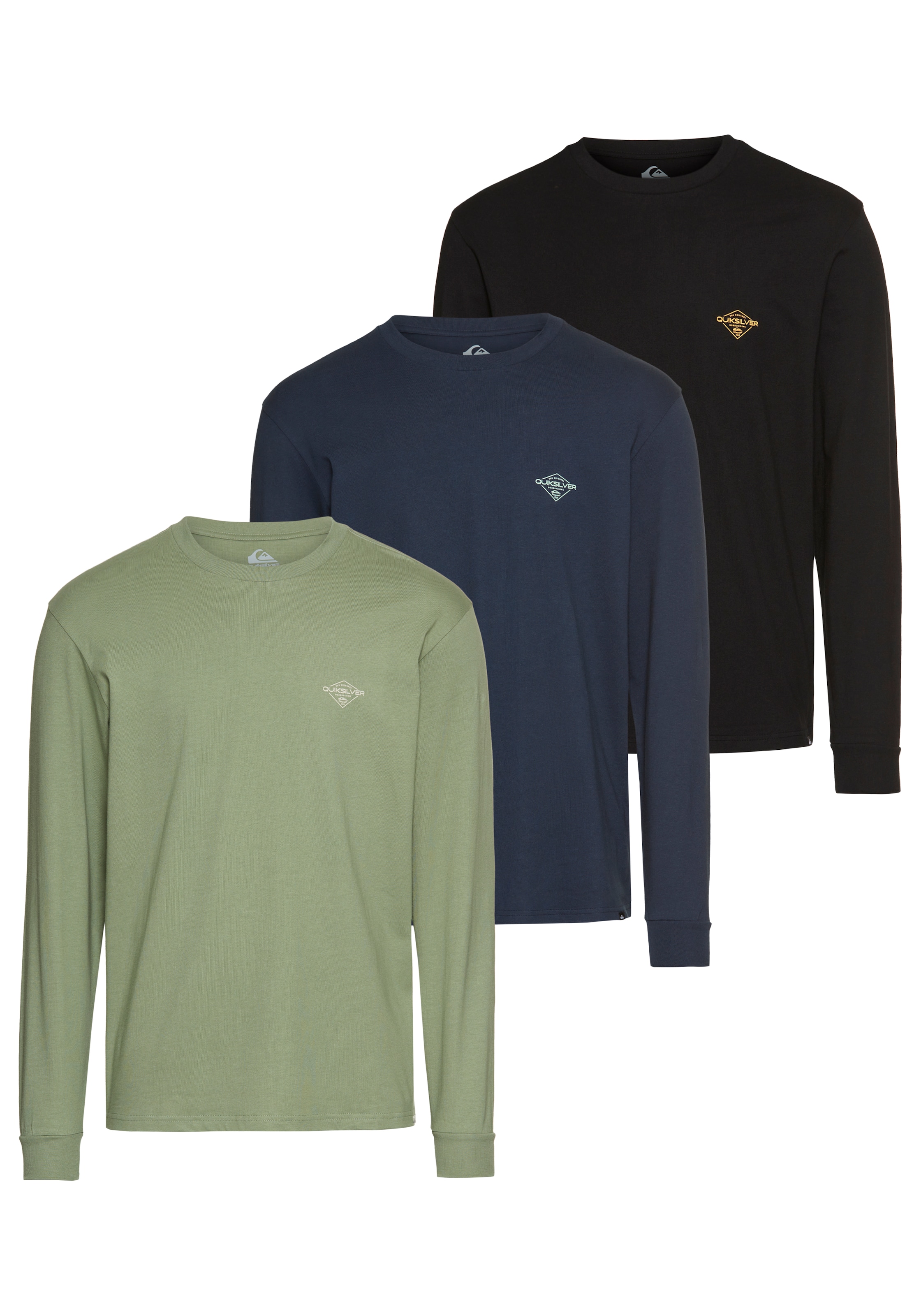 Quiksilver Langarmshirt »DIAMONDS BEST LS TEE PACK3 YM«, 3 Stk.