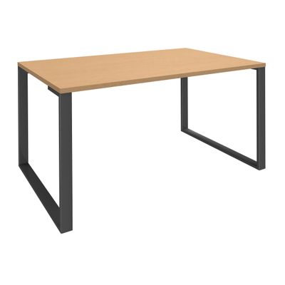 Bureau droit LOFTER - L180 cm - Plateau imitation Hêtre - pied Carbone