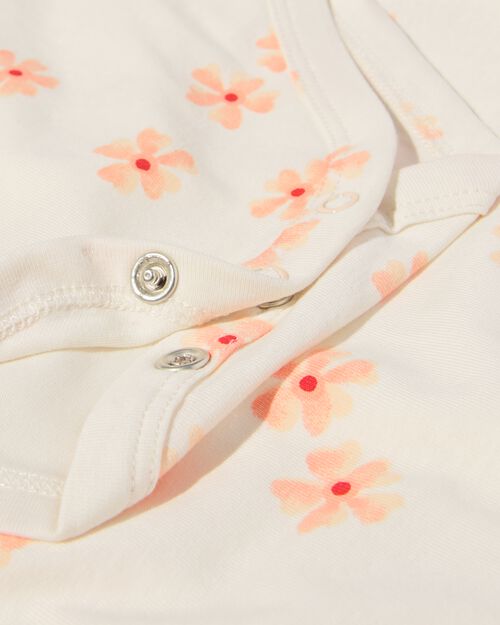 bodys coton bio extensible avec stretch fleurs - lot de 3 rose