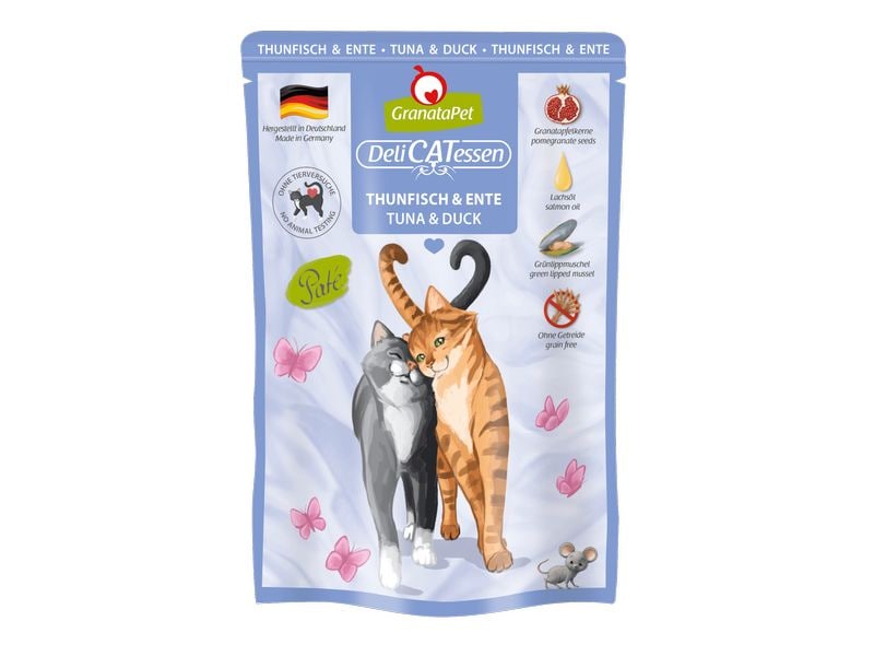 GranataPet Nassfutter DeliCATessen Thunfisch & Ente 85 g Alleinfuttermittel für ausgewachsene Katzen