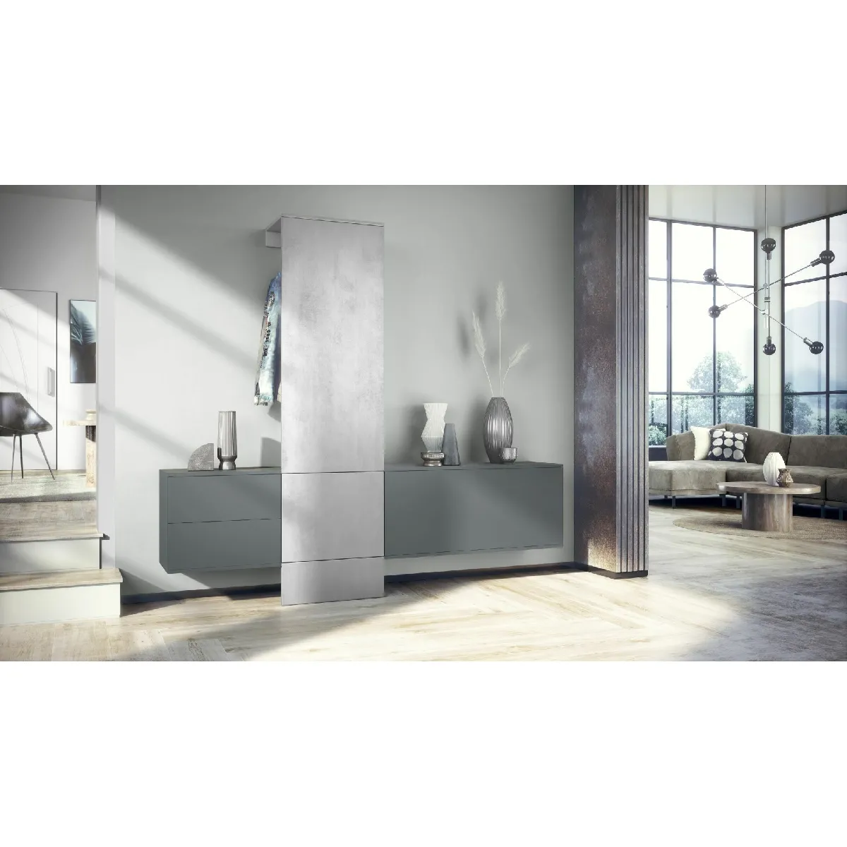 MPC Vestiaire - Gris et béton - 209 x 193 x 35 cm