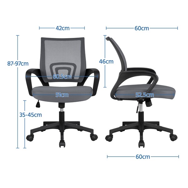 Yaheetech Bürostuhl Ergonomischer Schreibtischstuhl Drehstuhl Chefsessel mit Netzbezug office desk chair