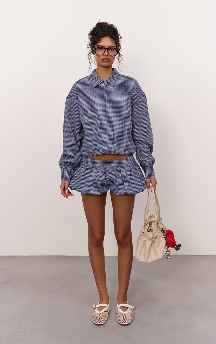 Bleu Marine Veste Zippée En Tissu Texturé