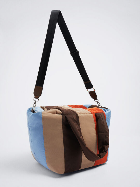 Bolsa Shopper com Blocos de Cores Acolchoadas - Multicolorida