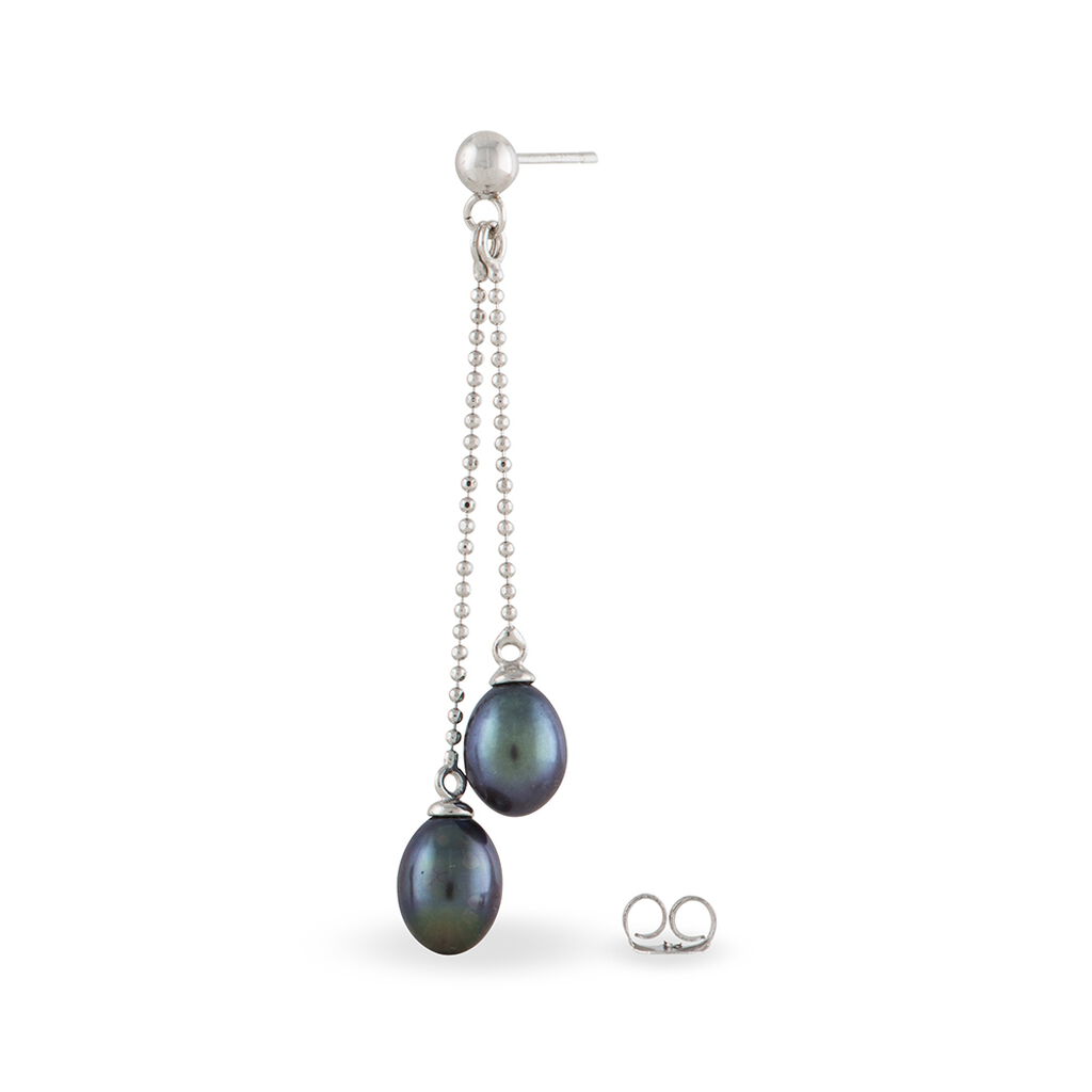Boucles D'oreilles Pendantes Axell Argent Blanc Perle De Culture